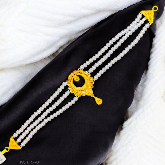 (GMC) CERTIFIED BIS HUID HALLMARK 916 22KT GOLD MOTI CHOKER 1 PIECE (WGT:1.770 GM) WITH ADJUSTABLE TASSEL FOR GIFT IN MARRIAGE.