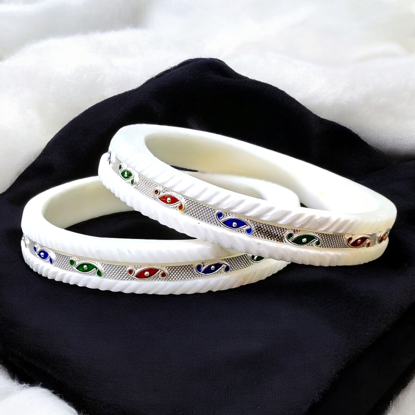 (FESTIVE SILVER OFFER) CERTIFIED BIS HALLMARK 925 SILVER MANIPUR CHOKH DESIGN SAKHA BADHANO BANGLES 1 PAIR FOR REGULAR USE (SOLD AS MRP BY RAJLAXMI).