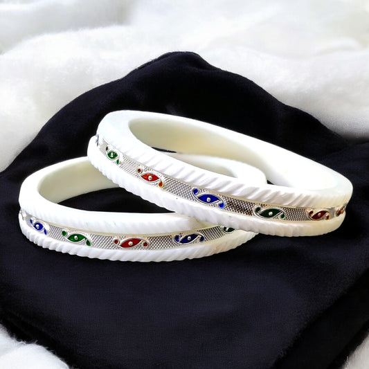 (FESTIVE SILVER OFFER) CERTIFIED BIS HALLMARK 925 SILVER MANIPUR CHOKH DESIGN SAKHA BADHANO BANGLES 1 PAIR FOR REGULAR USE (SOLD AS MRP BY RAJLAXMI).