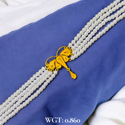 CERTIFIED BIS HUID HALLMARK 916 22KT GOLD MOTI CHOKER 1 PIECE (WGT:0.860 GM) WITH ADJUSTABLE TASSEL FOR GIFT IN MARRIAGE.