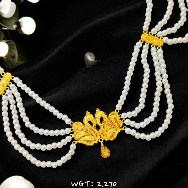 RAJLAXMI WGT: 2.270 GM APPROX HUID HALLMARK 22KT GOLD MOTI NECKLACE 1 PIECE WITH ADJUSTABLE TASSEL.
