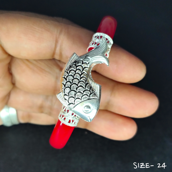 (SSP) (SIZE- 24) 925 ORIGINAL SILVER MUKH POLA BANGLES FOR WOMEN 1 PC - SOLD AS MRP BY RAJLAXMI.