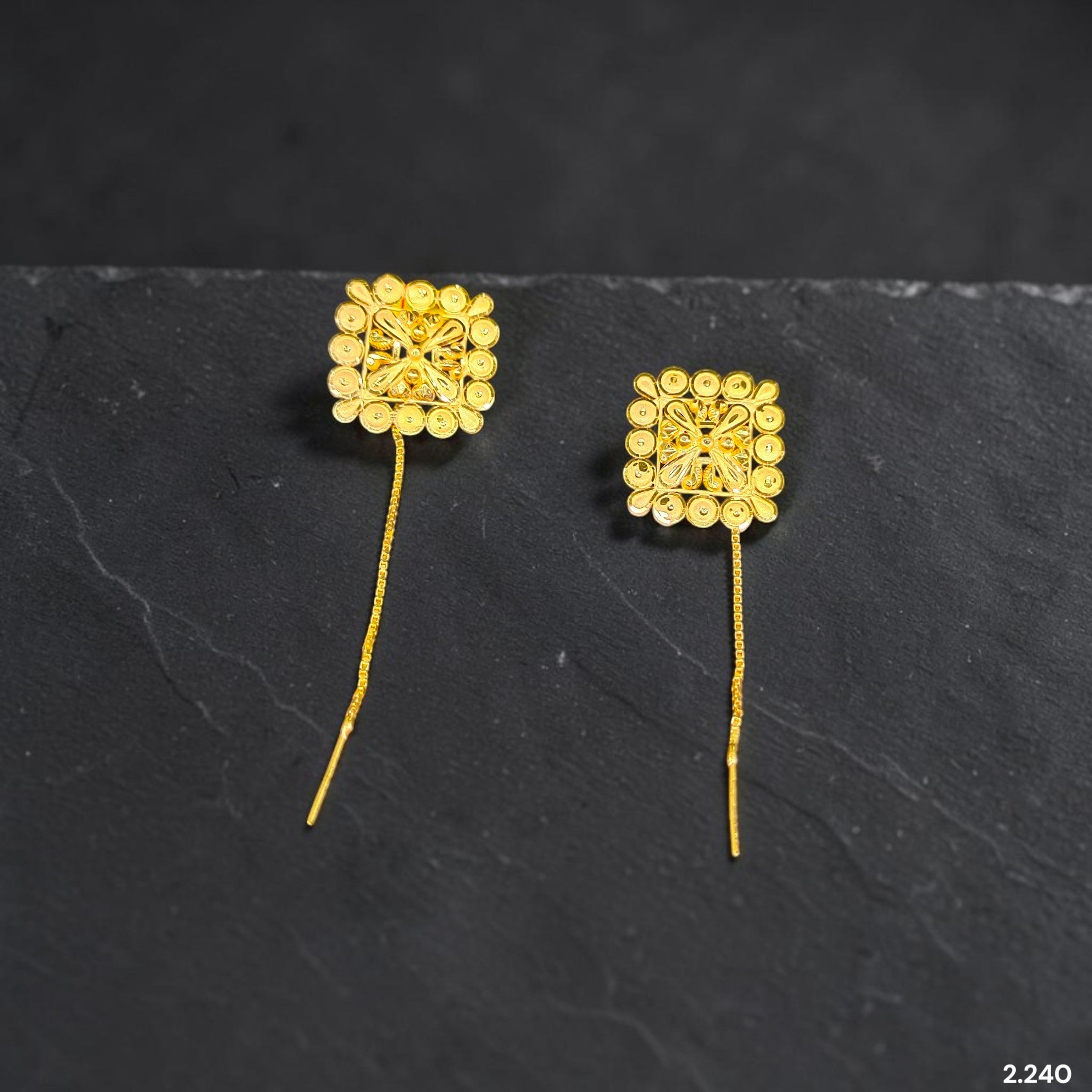 GOLD SUIDHAGA- (WGT: 2.240 GM APPROX) BIS CERTIFIED HUID HALLMARK 9KT GOLD SUIDHAGA EARRINGS (1 PAIR) FOR WOMEN. (38BWCT)-(KEP8G7)