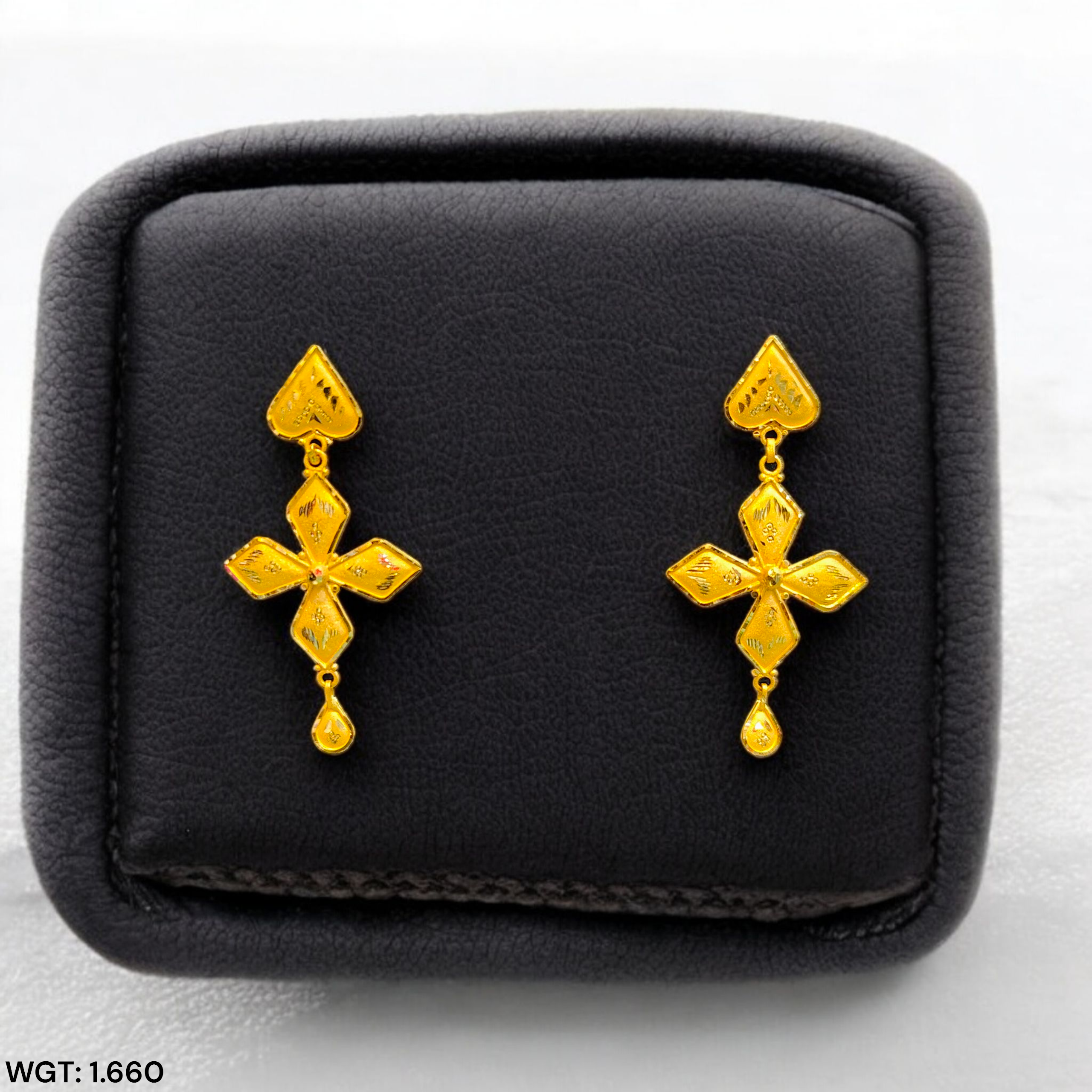 (GER22) BIS CERTIFIED WGT: 1.660 GM APPROX HUID HALLMARK 916 22KT GOLD EARRINGS KANBALA 1 PAIR FOR WOMEN.