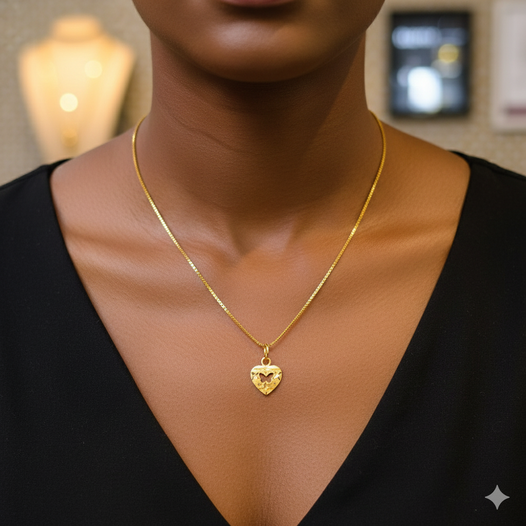 GCH-(WGT: 1.850 GM APPROX) BIS CERTIFIED HUID HALLMARK 9KT GOLD CHAIN WITH PENDANT (18 INCH) 1 PIECE FOR WOMEN.