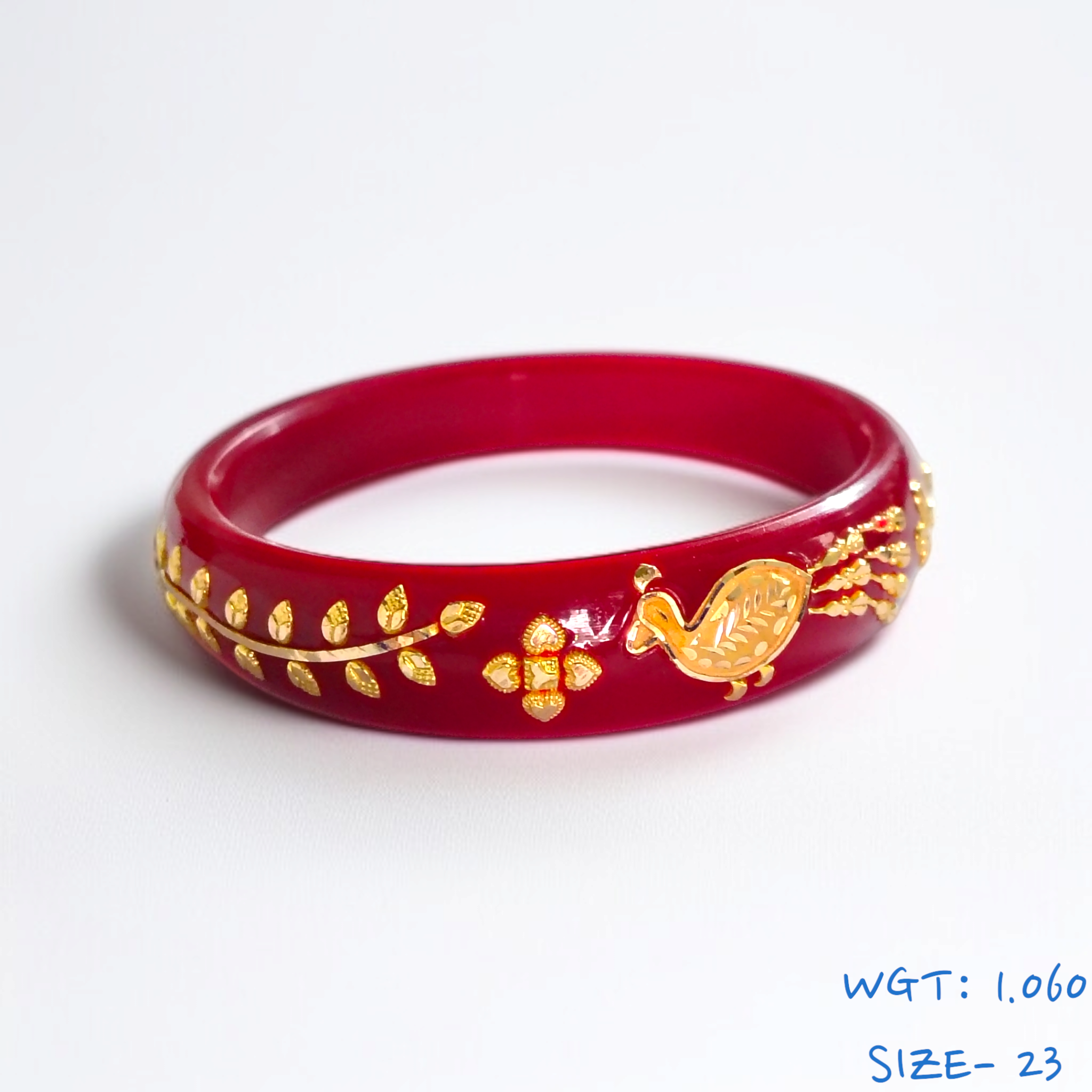 (SIZE- 23) RED COLOUR 18KT HALLMARK GOLD BRACELET POLA 1 PIECE FOR MARRIED WOMEN (REGULAR USE) APPROX WGT: 1.060 GM