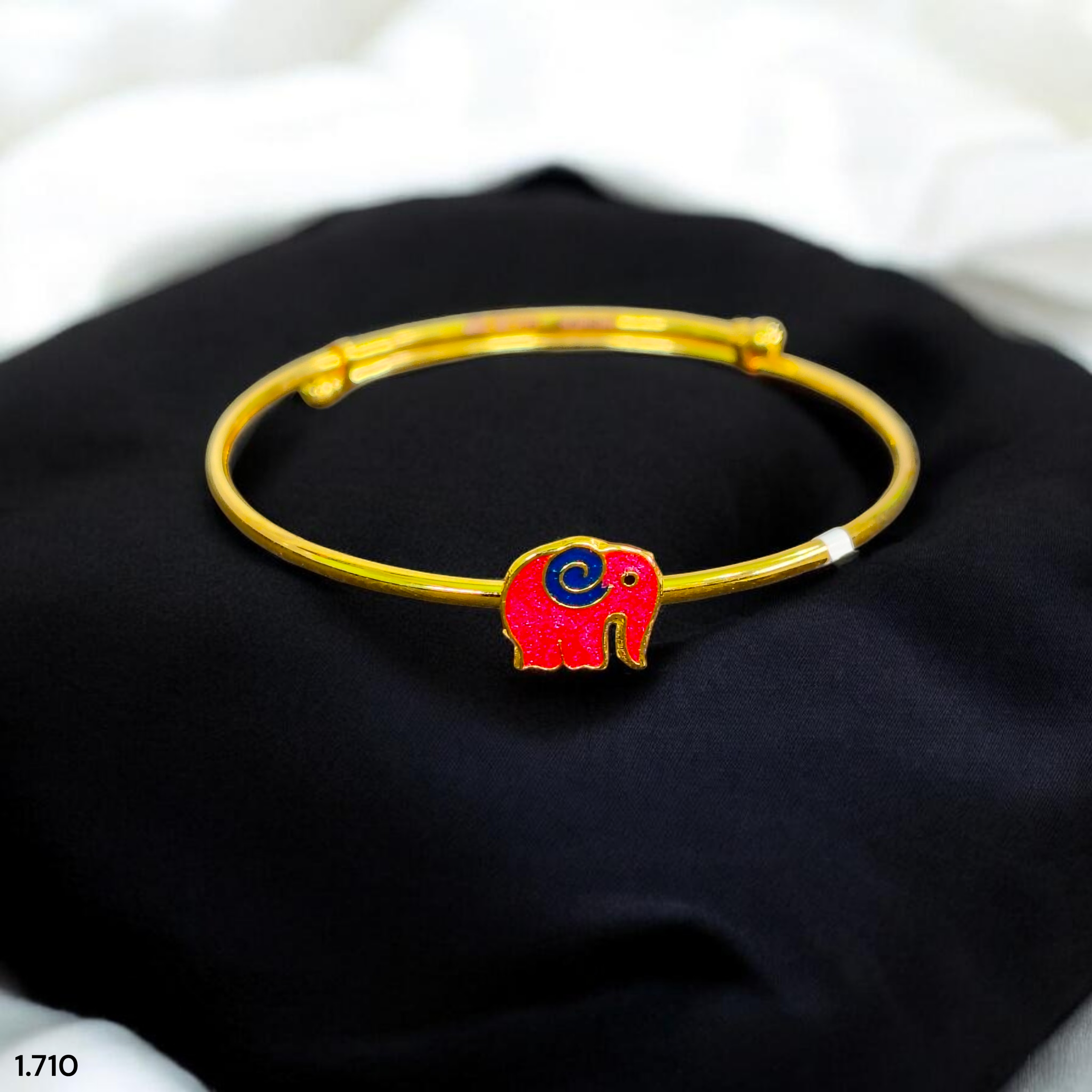 BABY JEWELLERY- (WGT: 1.710 GM APPROX) BIS CERTIFIED 375 9KT GOLD BABY BANGLE 1 PIECE FULL ADJUSTABLE SIZE FROM NEW BORN TO 4 YEARS (FOR RICE CEREMONY AND BIRTHDAY).