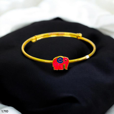 BABY JEWELLERY- (WGT: 1.710 GM APPROX) BIS CERTIFIED 375 9KT GOLD BABY BANGLE 1 PIECE FULL ADJUSTABLE SIZE FROM NEW BORN TO 4 YEARS (FOR RICE CEREMONY AND BIRTHDAY).