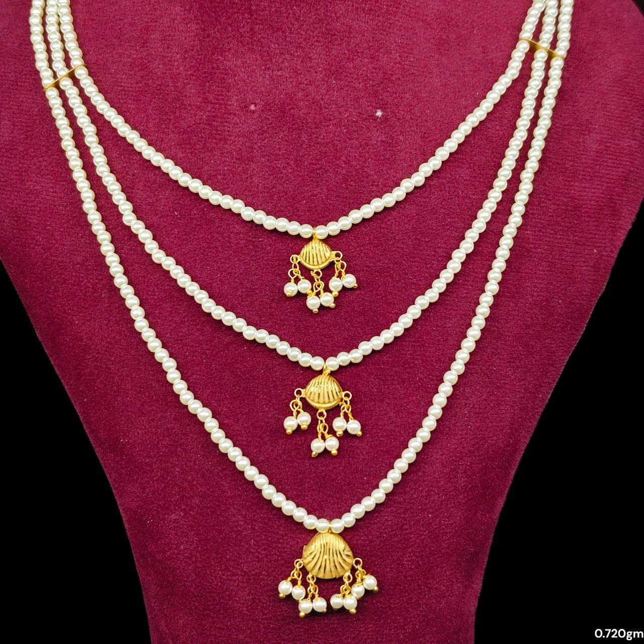 (GMH)- (WGT: 0.720 GM APPROX) BIS CERTIFIED HUID HALLMARK 9KT GOLD MOTI SITAHAR NECKLACE 1 PIECE WITH ADJUSTABLE TASSEL.