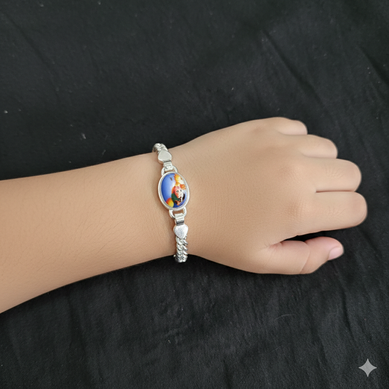 BABY JEWELLERY - 625 SILVER WRISTLET 5 INCH FOR BABY FOR REGULAR USE APPROX WGT: 10.00 GM- BEST OF RICE CEREMONY AND BIRTHDAY GET ANY DESIGN AS PER AVAILABILITY (SOLD ON MRP).