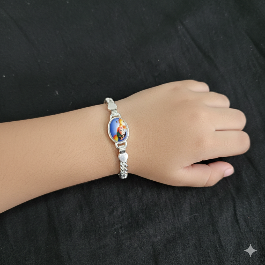 BABY JEWELLERY - 625 SILVER WRISTLET 5 INCH FOR BABY FOR REGULAR USE APPROX WGT: 10.00 GM- BEST OF RICE CEREMONY AND BIRTHDAY GET ANY DESIGN AS PER AVAILABILITY (SOLD ON MRP).