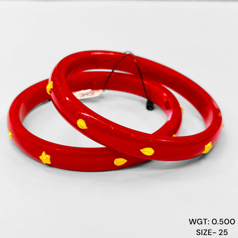 (GPP) TRJ (SIZE: 25) WGT: 0.500 GM APPROX 22KT HUID HALLMARK GOLD PASTING POLA BANGLES 1 PAIR (FULL BODY WORK).
