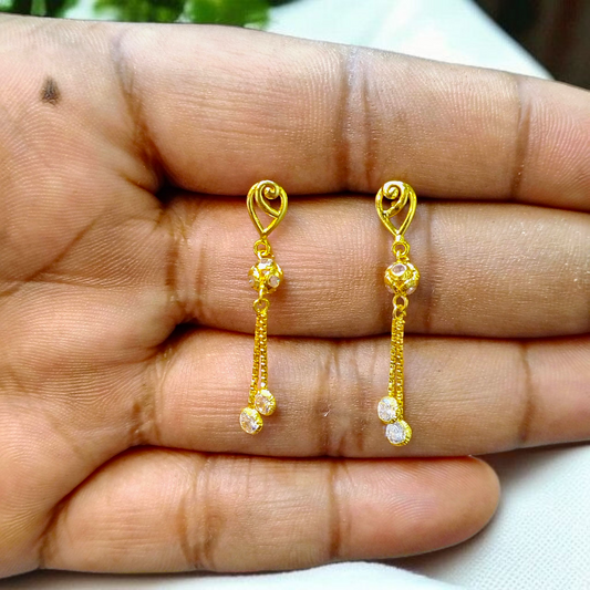 (GER22) BIS CERTIFIED WGT: 1.740 GM APPROX HUID HALLMARK 916 22KT GOLD EARRINGS KANBALA 1 PAIR FOR WOMEN.