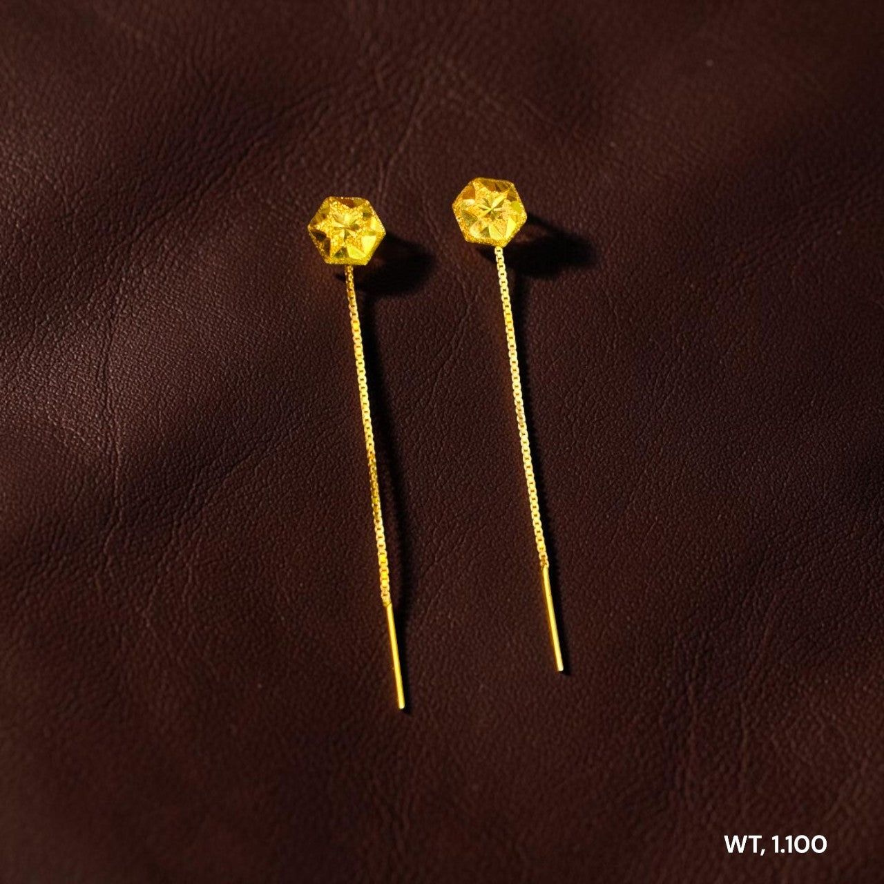 GOLD SUIDHAGA- (WGT: 1.100 GM APPROX) BIS CERTIFIED HUID HALLMARK 9KT GOLD SUIDHAGA EARRINGS (1 PAIR) FOR WOMEN.
