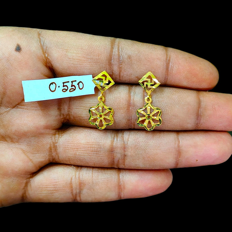 GOLD EARRINGS- (WGT: 0.550 GM APPROX) BIS CERTIFIED HUID HALLMARK 9KT GOLD EARRINGS 1 PAIR FOR WOMEN (BEST FOR GIFT IN MARRIAGE).