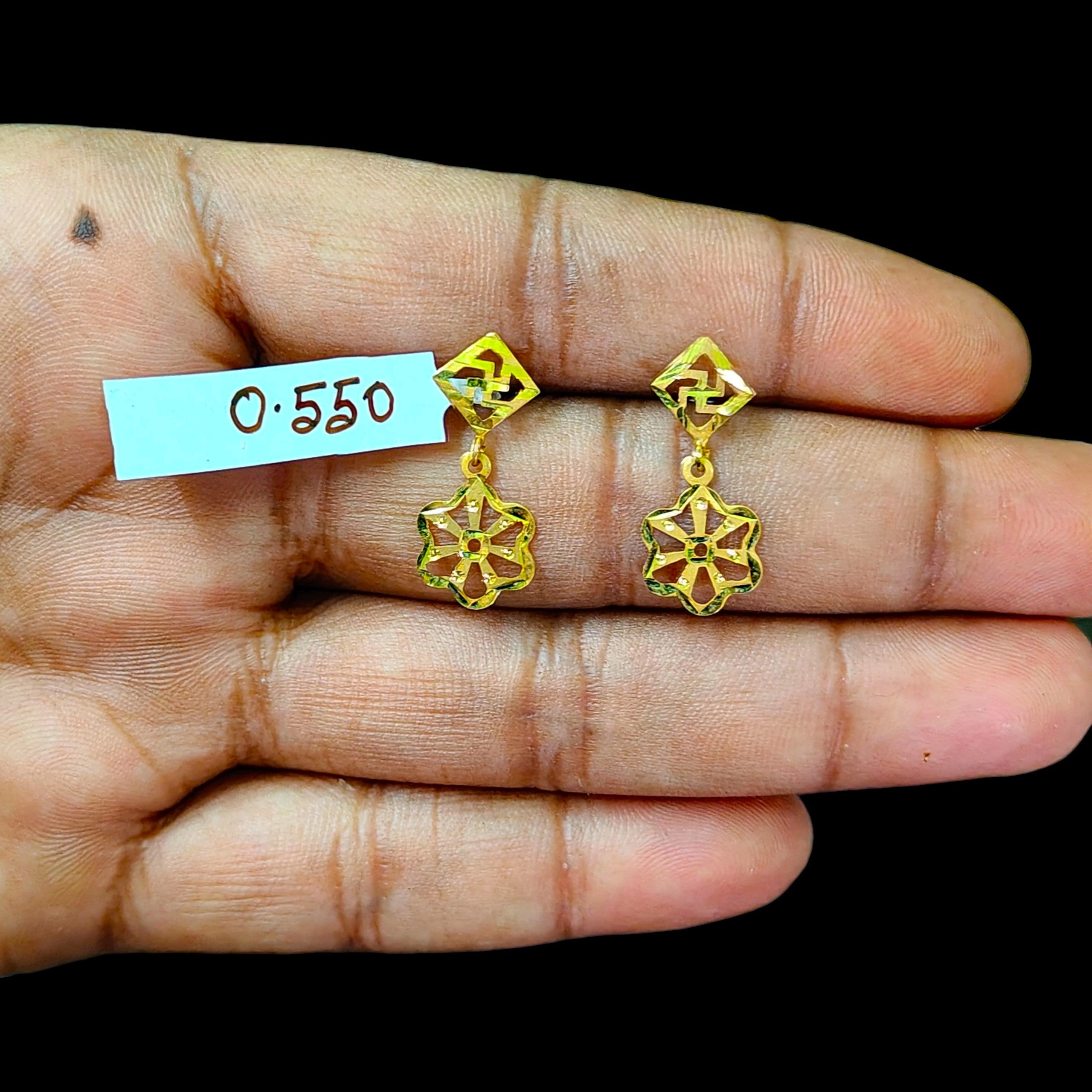 GOLD EARRINGS- (WGT: 0.550 GM APPROX) BIS CERTIFIED HUID HALLMARK 9KT GOLD EARRINGS 1 PAIR FOR WOMEN (BEST FOR GIFT IN MARRIAGE).