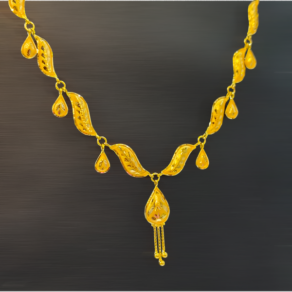 (GNC) RAJLAXMI APC5JL WGT: 3.180 GM APPROX HUID HALLMARK 22KT GOLD NECKLACE 1 PIECE WITH ADJUSTABLE TASSEL.