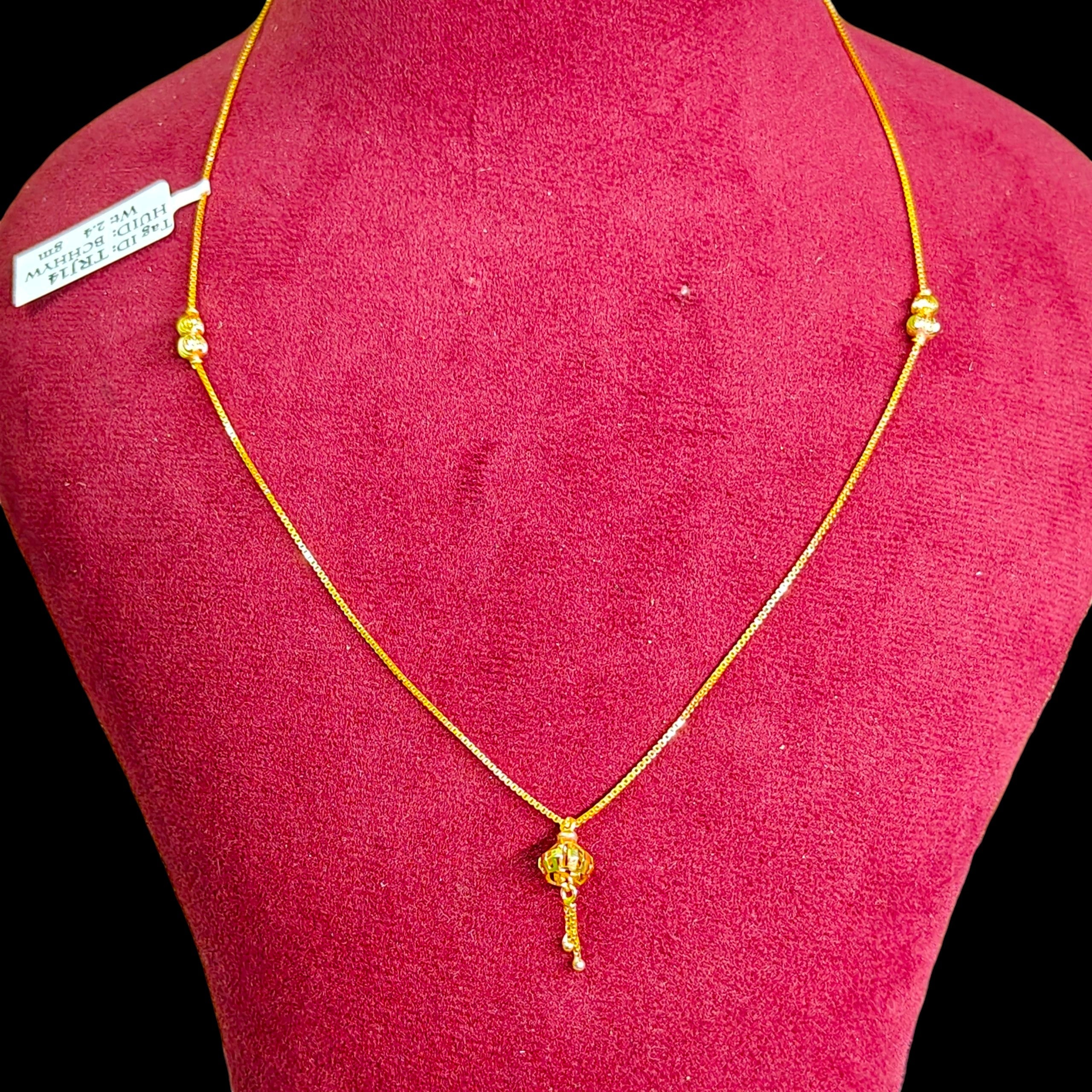 GCH-(WGT: 2.400 GM APPROX) BIS CERTIFIED HUID HALLMARK 9KT GOLD CHAIN WITH PENDANT (18 INCH) 1 PIECE FOR WOMEN.