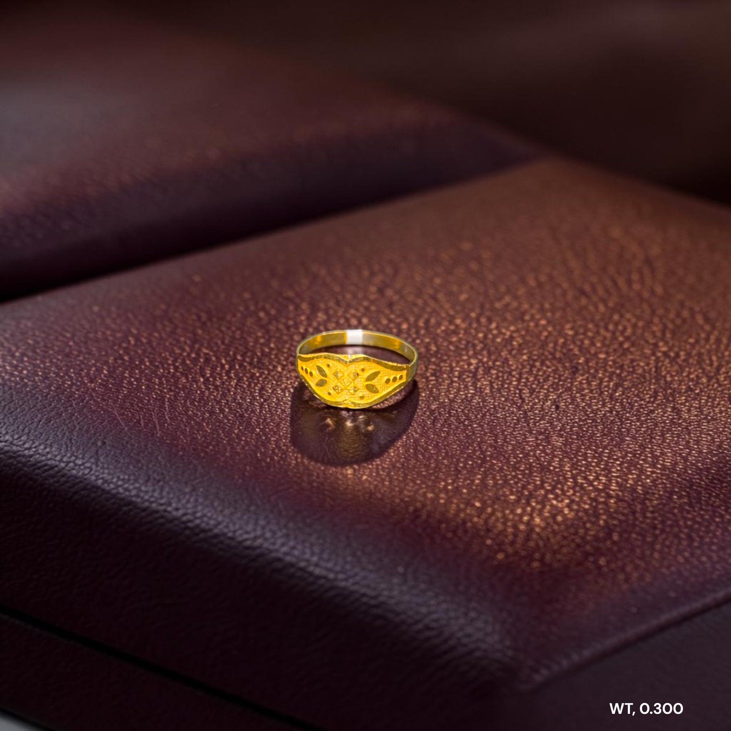 BABY JEWELLERY- TRJ WGT: 0.300 GM APPROX 375 9KT HUID HALLMARK GOLD BABY FINGER RING 1 PIECE FOR RICE CEREMONY & BIRTHDAY.