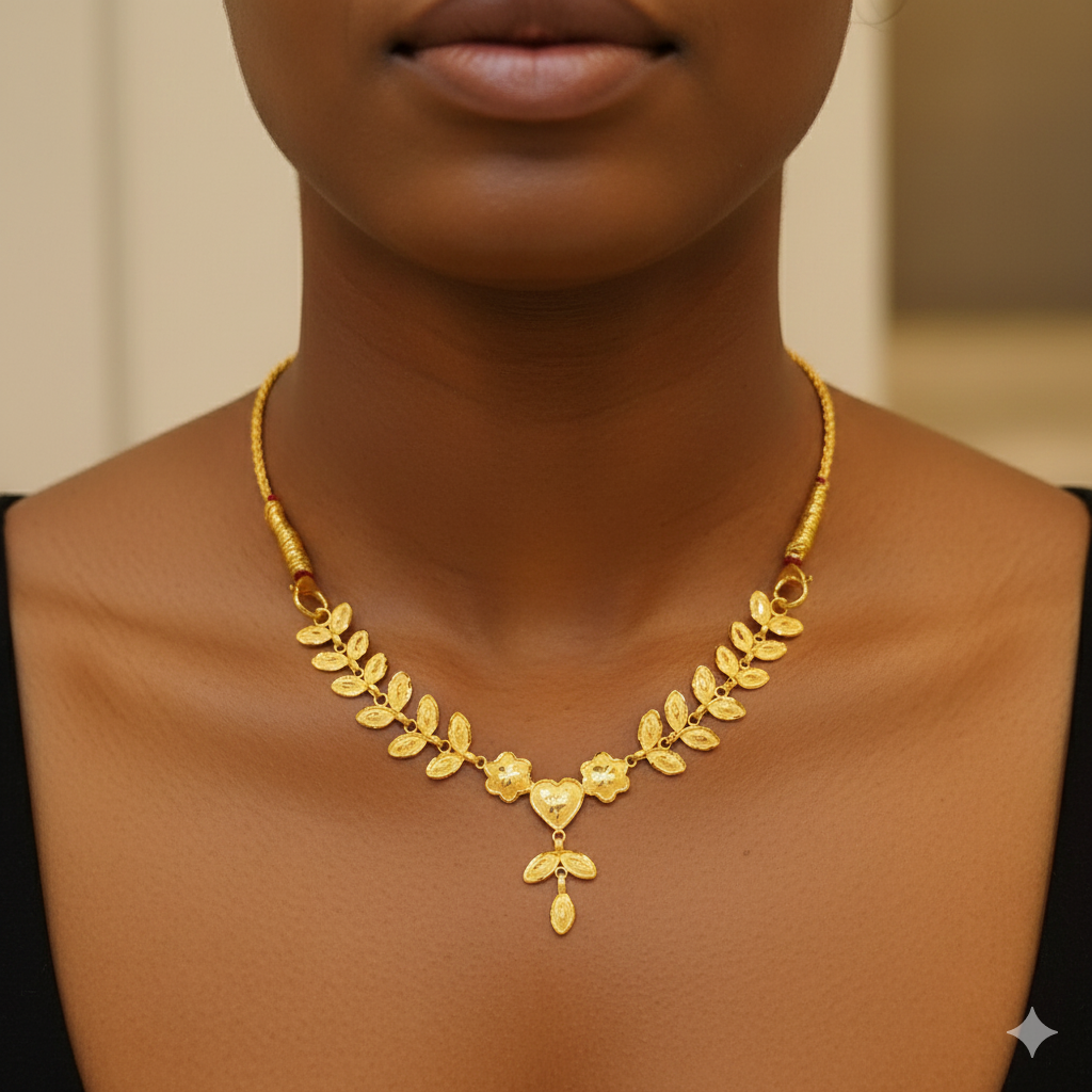 (GCN)TRJ WGT: 1.330 GM APPROX KDM GOLD NECKLACE (TETUL PATA MINI DESIGN) 1 PIECE (50 TONCH) WITH (FREE) ADJUSTABLE TASSEL (BEST FOR GIFT IN MARRIAGE).