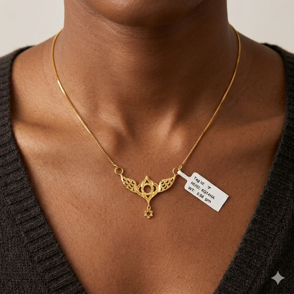 GOLD CHAIN- (WGT: 2.430 GM APPROX) BIS CERTIFIED HUID HALLMARK 9KT GOLD CHAIN WITH PENDANT (17 INCH) 1 PIECE FOR WOMEN.