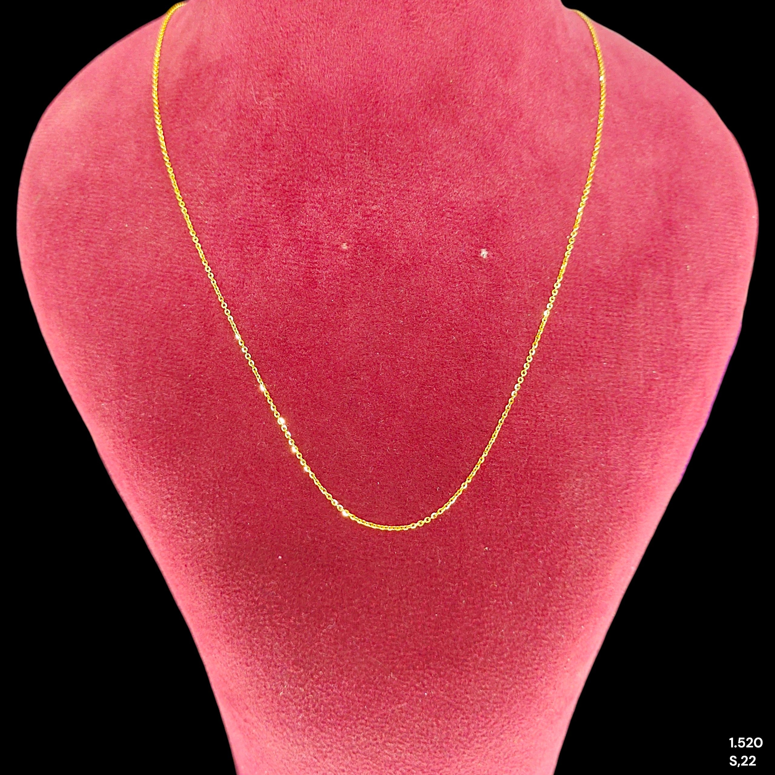 GOLD CHAIN- (WGT: 1.520 GM APPROX) BIS CERTIFIED HUID HALLMARK 9KT GOLD CHAIN (24 INCH) 1 PIECE FOR UNISEX.