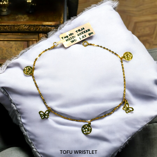 VIRAL TOFU WRISTLET (CAW) TRJ WGT: 1.030 GM APPROX HUID HALLMARK 18KT GOLD WRISTLET 1 PIECE 7 INCH (FOR SPECIAL GIFT ONLY)NOT FOR DAILY USE - SOLD ON MRP.