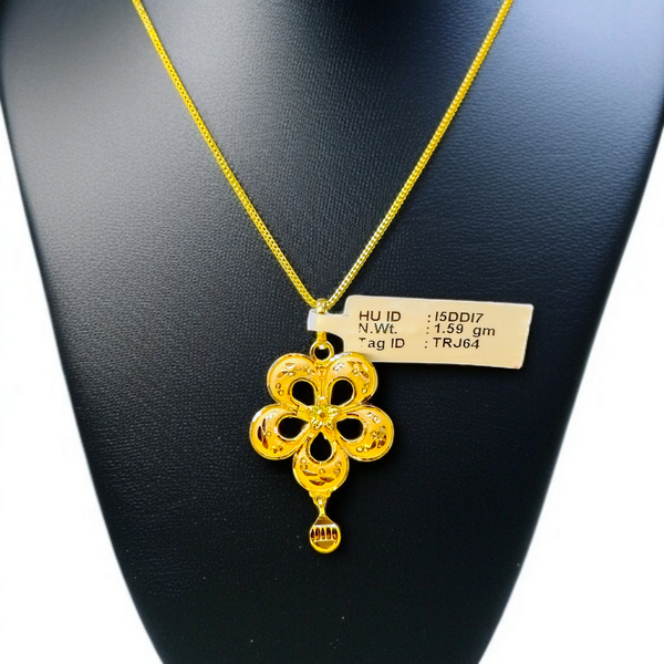 TRJ WGT: 1.590 GM APPROX 22KT HUID HALLMARK GOLD LOCKET 1 PIECE WITH ADJUSTABLE TASSEL.