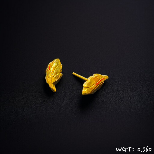 RAJLAXMI WGT: 0.360 GM APPROX HUID HALLMARK 916 22KT GOLD EAR TOPS STUD 1 PAIR FOR REGULAR USE.
