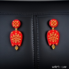 TRJ WGT: 1.00 GM APPROX HUID HALLMARK 22KT GOLD POLA EARRINGS 1 PAIR FOR WOMEN.