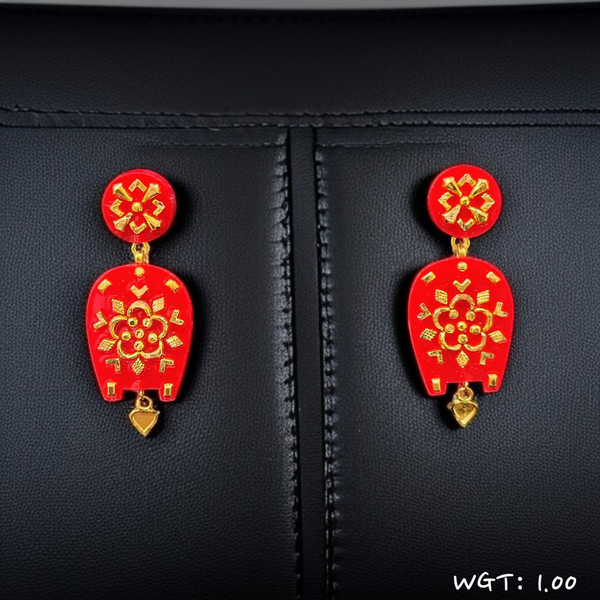 TRJ WGT: 1.00 GM APPROX HUID HALLMARK 22KT GOLD POLA EARRINGS 1 PAIR FOR WOMEN.