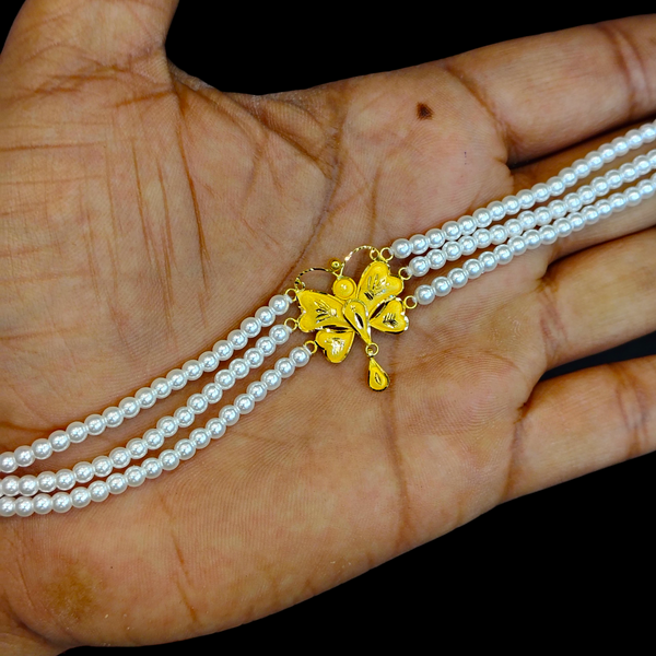 PEARL CHOKER- CERTIFIED BIS HUID HALLMARK 916 22KT GOLD MOTI CHOKER 1 PIECE (WGT:0.740 GM) WITH ADJUSTABLE TASSEL FOR GIFT IN MARRIAGE.