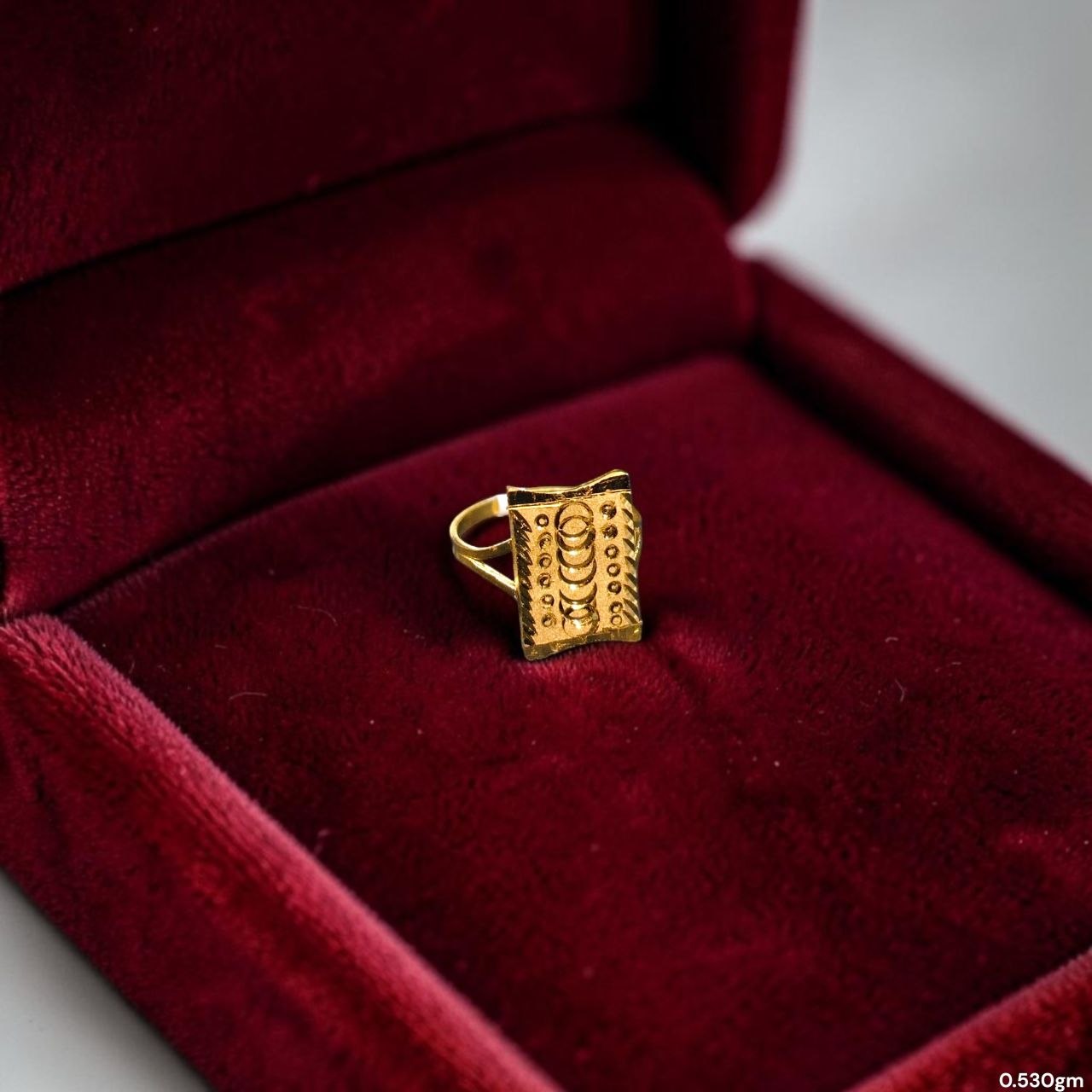 BABY JEWELLERY- TRJ WGT: 0.530 GM APPROX 22KT HUID HALLMARK GOLD BABY FINGER RING 1 PIECE FOR RICE CEREMONY & BIRTHDAY.