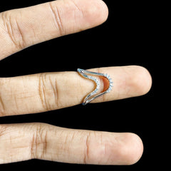 SILVER RING- SIZE:10 (WGT: 2.090 GM APPROX) HALLMARK 925 SILVER FINGER RING 1 PIECE FOR WOMEN (V RING BANKOK IMPORTED DESIGN)- NON EXCHANGEABLE -(SOLD ON MRP).