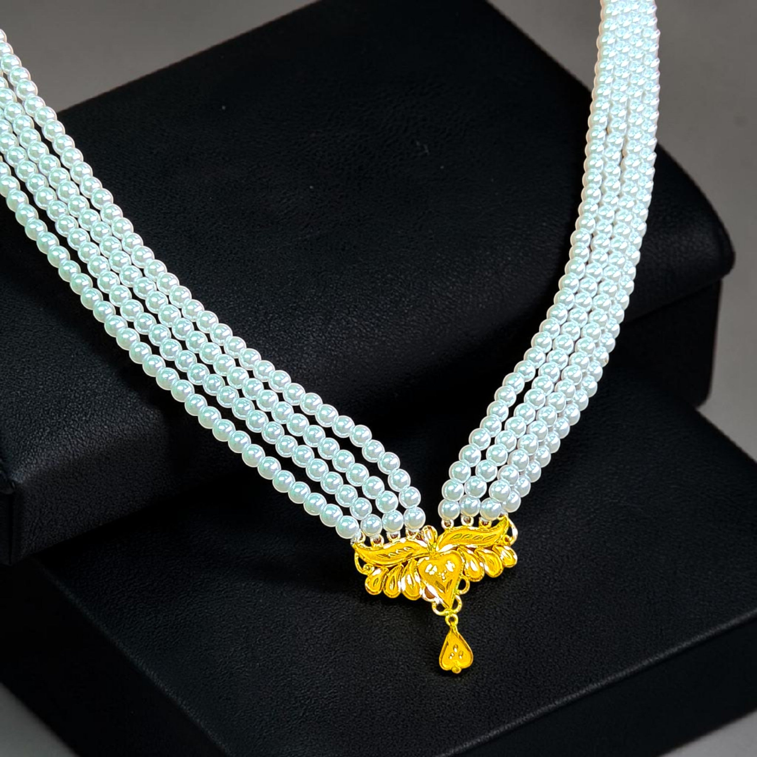 (GMH) TRJ WGT: 1.770 GM APPROX 22KT HUID HALLMARK GOLD MOTI SITAHAR NECKLACE 1 PIECE WITH ADJUSTABLE TASSEL.