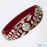 (SSP) (SIZE- 25) RED PASTING DESIGN 925 ORIGINAL SILVER POLA BANGLES FOR WOMEN 1 PC - SOLD AS MRP BY RAJLAXMI.