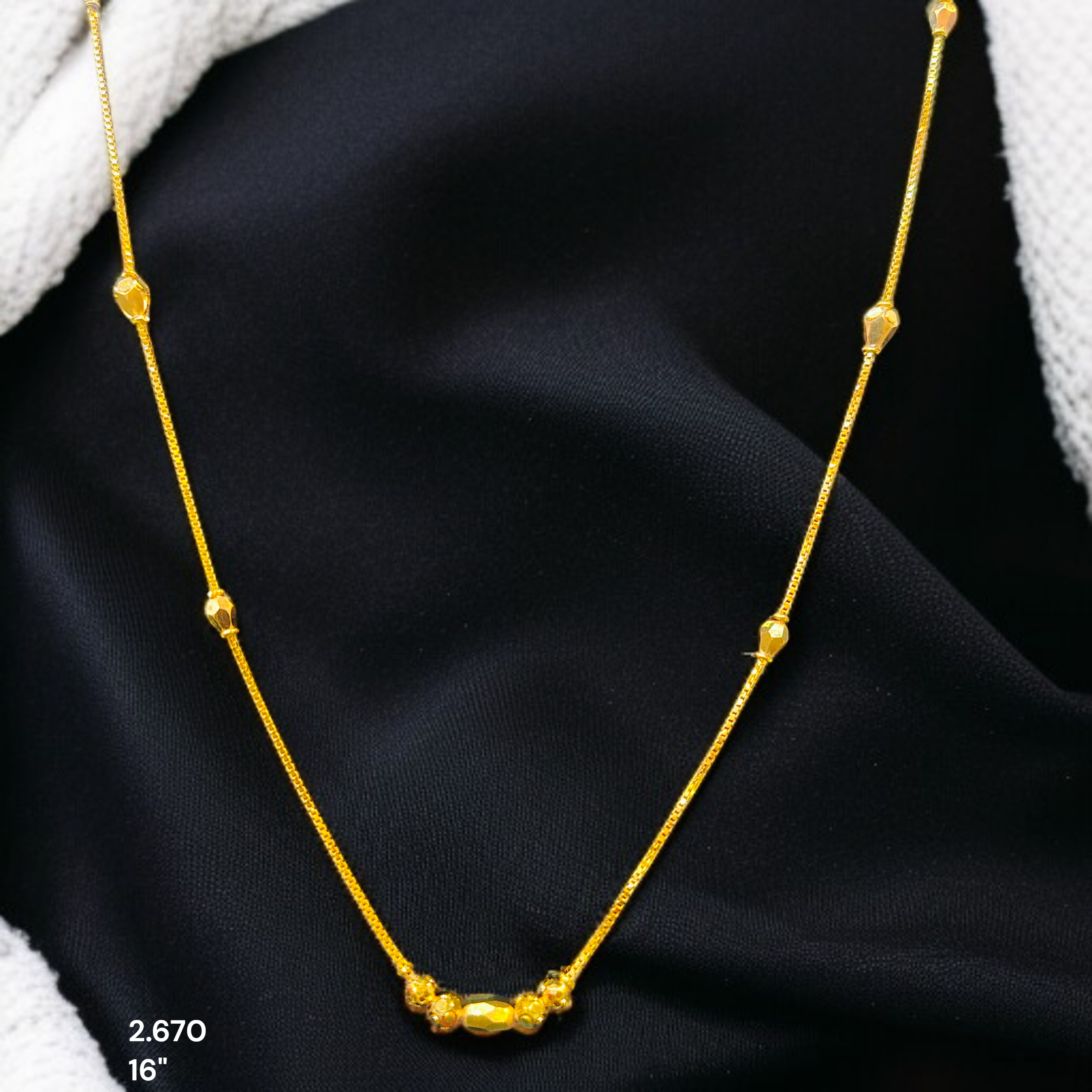 GCH-(WGT: 2.670 GM APPROX) BIS CERTIFIED HUID HALLMARK 9KT GOLD CHAIN WITH PENDANT (16 INCH) 1 PIECE FOR WOMEN.
