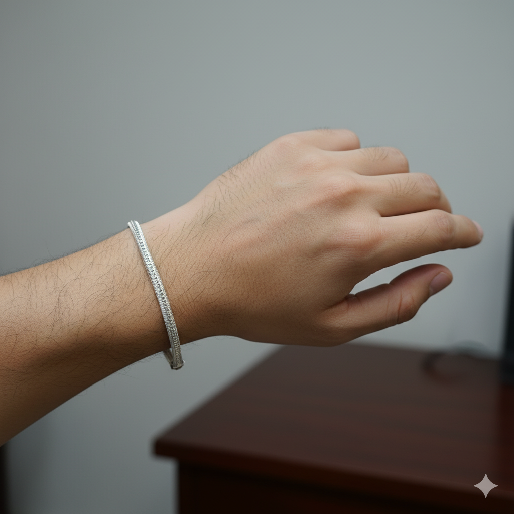 (SWL) RAJLAXMI 625 SILVER WRISTLET WGT: 19.300 GRAM 8.5" INCH FOR UNISEX 1 PIECE (REGULAR USE)