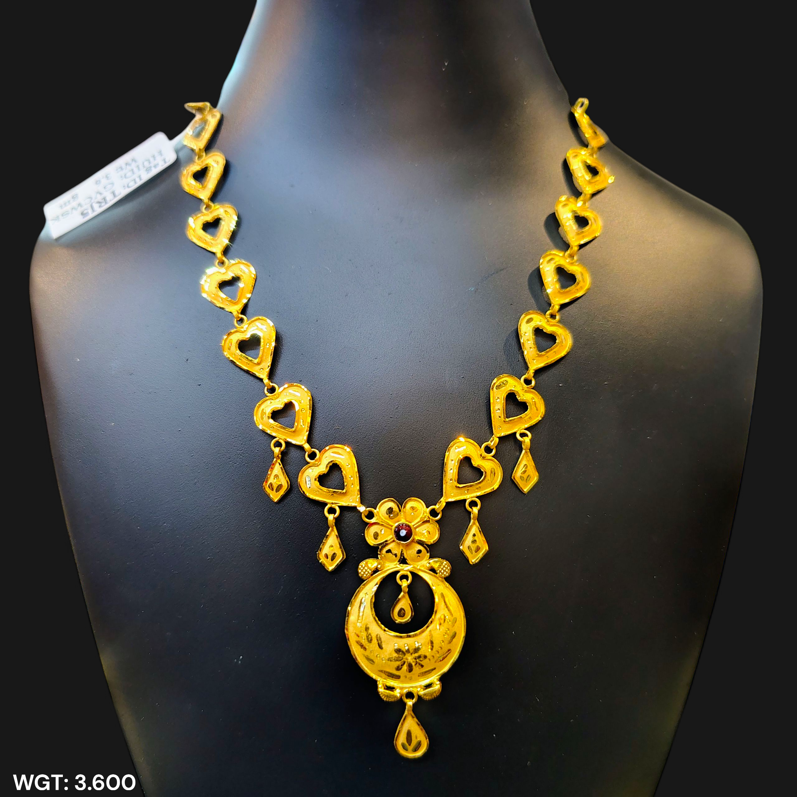 (GCN22) BIS CERTIFIED HUID HALLMARK 916 22KT GOLD NECKLACE CHOKER (APPROX WGT: 3.600 GM) 1 PIECE FOR WOMEN.