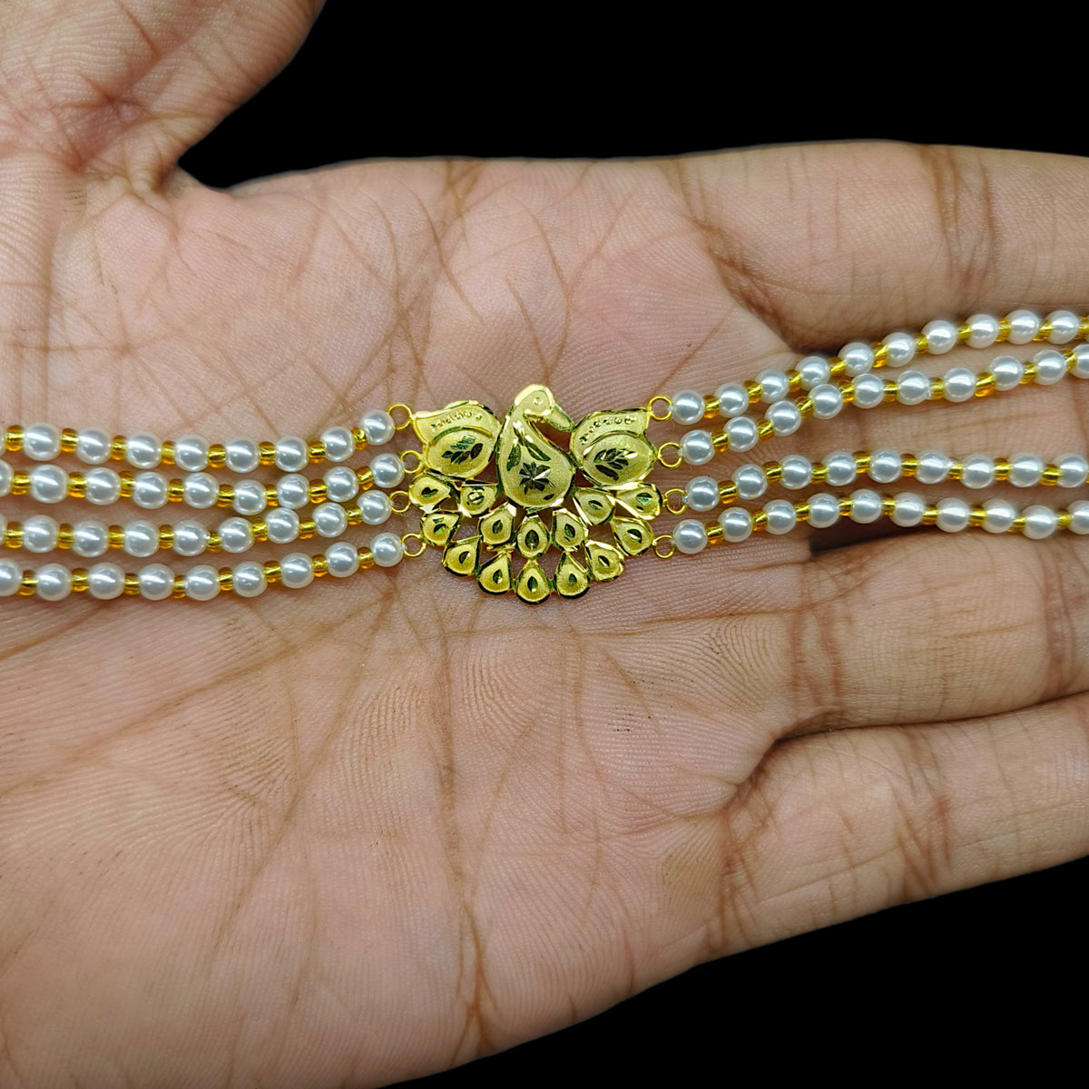 GMC9K- (C97H1V)-(WGT: 0.780 GM APPROX) BIS CERTIFIED HUID HALLMARK 375 9KT GOLD MOTI CHOKER 1 PIECE WITH ADJUSTABLE TASSEL FOR GIFT IN MARRIAGE.