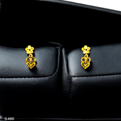 GOLD EARRINGS- WGT: 0.490 GM APPROX BIS CERTIFIED HUID HALLMARK 9KT GOLD EARRINGS 1 PAIR FOR WOMEN.