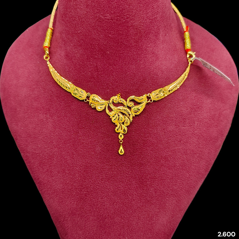 GCN22K- (DH16EY)-(WGT: 2.600 APPROX) BIS CERTIFIED HUID HALLMARK 916 22KT GOLD NECKLACE 1 PIECE WITH FREE ADJUSTABLE TASSEL FOR WOMEN.