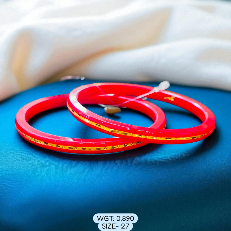 (GSP) TRJ (SIZE: 27) WGT: 0.890 GM APPROX 22KT HUID HALLMARK GOLD POLA BANGLES 1 PAIR DESIGN FOR REGULAR USE.