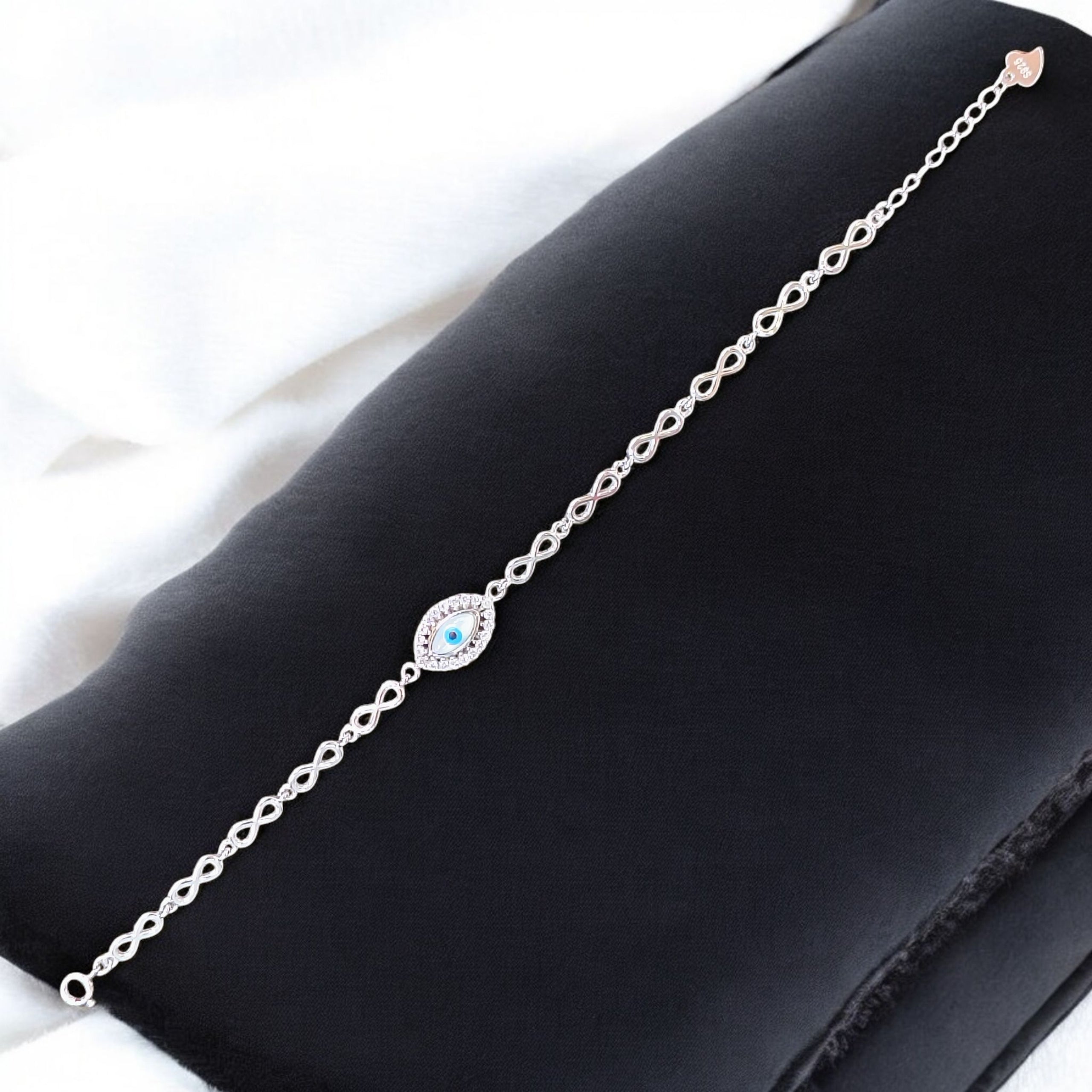 EVIL EYE BANKOK IMPORTED BIS CERTIFIED HALLMARK 925 SILVER BRACELET FOR WOMEN 1 PIECE- (ADJUSTABLE FREE SIZE) GET ANY DESIGN AS PER AVAILABLITY (SOLD ON MRP)