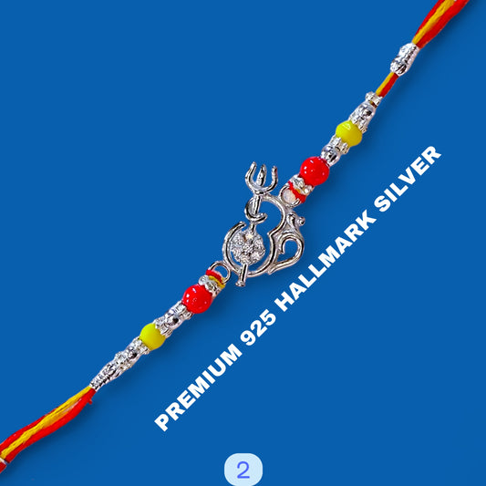 (RAKHI GIFTS) 925 HALLMARK SILVER RAKHI FOR RAKSHA BANDHAN GIFT FOR YOUR LOVING BROTHER (FREE DAIRYMILK CHOCOLATE INSIDE).