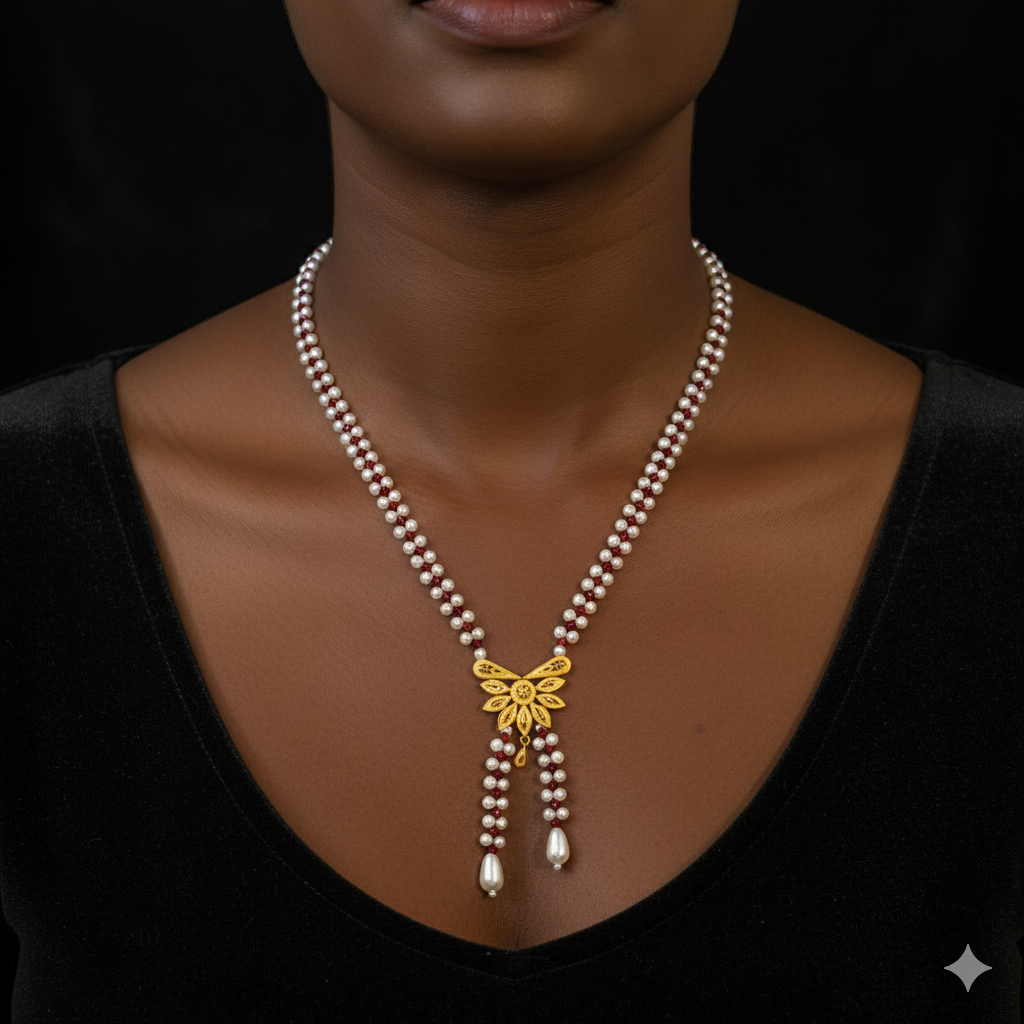 (GMP22) BIS CERTIFIED WGT: 1.250 GM APPROX HUID HALLMARK 916 22KT GOLD TIE MOTI PENDANT 1 PIECE FOR YOUR BEAUTIFUL WIFE.