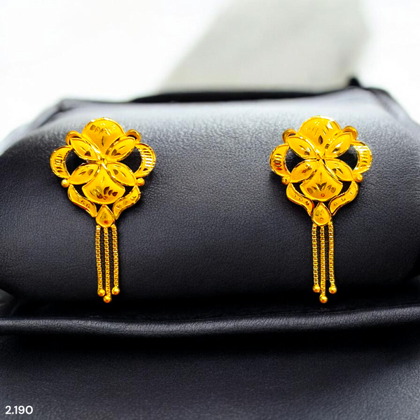 (GER22) BIS CERTIFIED WGT: 2.190 GM APPROX HUID HALLMARK 916 22KT GOLD EARRINGS KANBALA 1 PAIR FOR WOMEN.