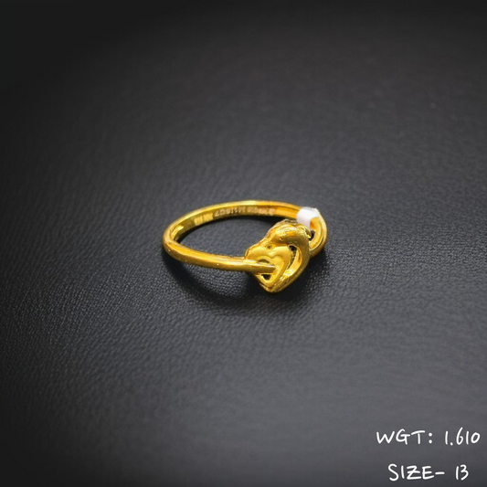 TRJ (SIZE: 13) WGT: 1.610 GM APPROX 22KT HUID HALLMARK GOLD RING FOR WOMEN 1 PIECE.
