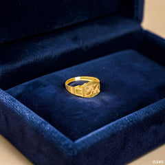 BABY JEWELLERY- TRJ WGT: 0.240 GM APPROX 375 9KT HUID HALLMARK GOLD BABY FINGER RING 1 PIECE FOR RICE CEREMONY & BIRTHDAY.(S8A54P)