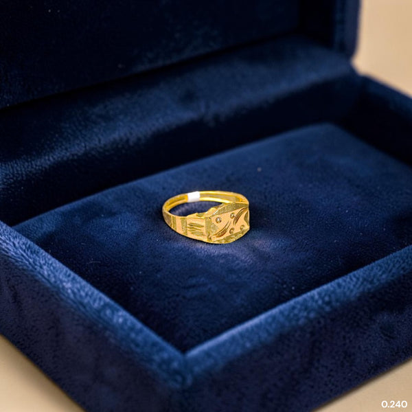 BABY JEWELLERY- TRJ WGT: 0.240 GM APPROX 375 9KT HUID HALLMARK GOLD BABY FINGER RING 1 PIECE FOR RICE CEREMONY & BIRTHDAY.(S8A54P)